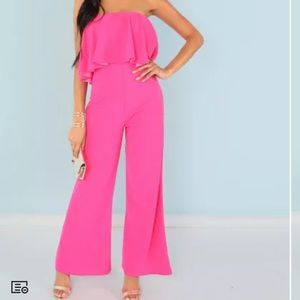 Pink strapless jumpsuit